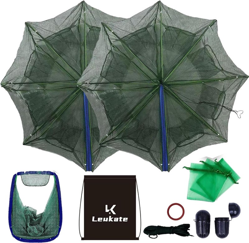 Leukate Collapsible Fishing Bait Minnow Trap - Durable Fish Trap Net for Minnow, Crab, Crayfish, Shrimp Fish Trap Net - Designed for Minnows and Beyond - Image 1